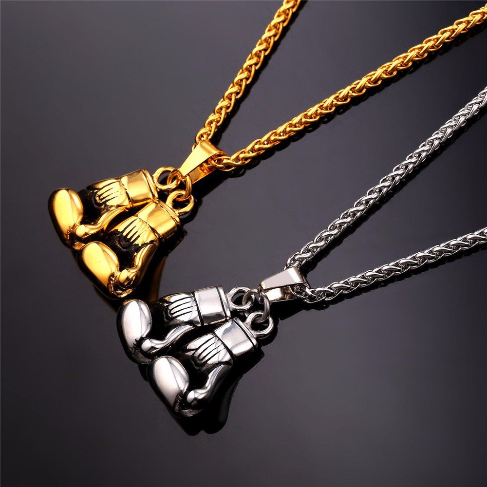 Boxing Gloves Design Steel Men's Pendant Necklace