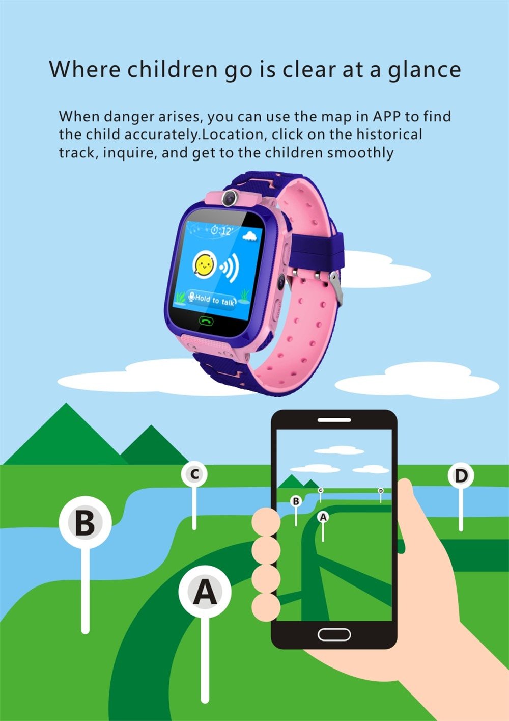 Kid's Waterproof Anti-lost Smart Watch